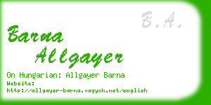 barna allgayer business card